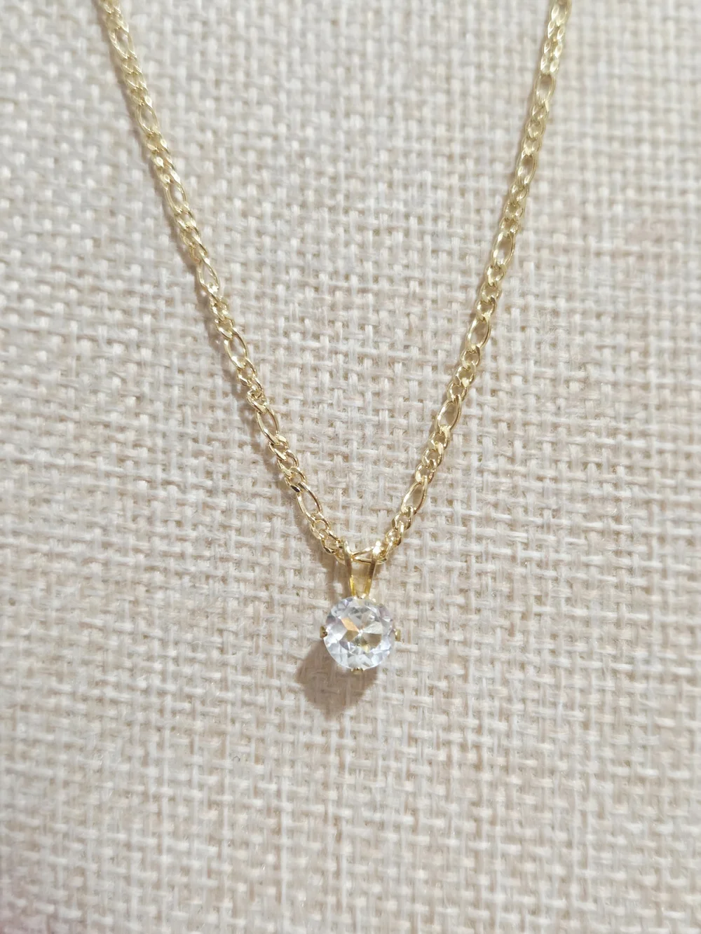 Gold Chain Necklace with Clear CZ Pendant